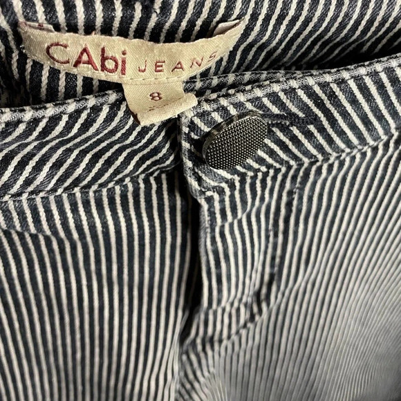CAbi Jeans Johnny Cropped Railroad Striped Jeans Size 8 Style #324 - Picture 5 of 10